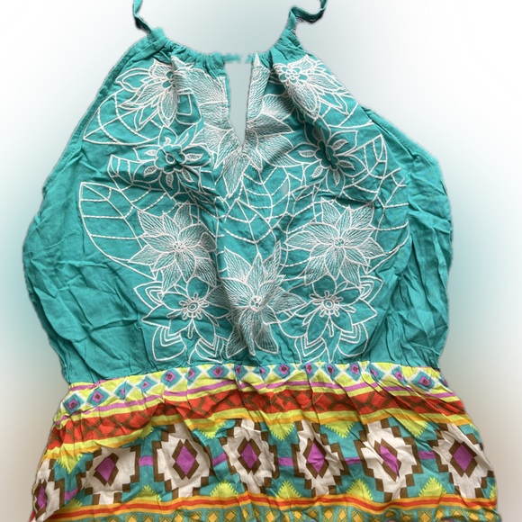 Flying Tomato Teal and Orange Hi-Lo Dress - Picture 2 of 4